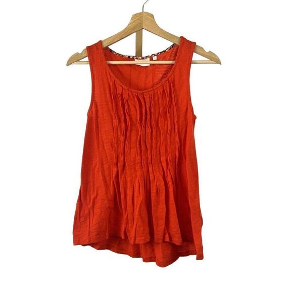 Anthropologie Deletta Sleeveless Ruffled Red V-Neck Top Red EUC XS - Picture 1 of 6